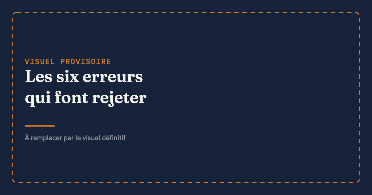 Infographie des six erreurs qui font rejeter un plan d'action Amazon, de la cause racine esquivée aux pièces incohérentes
